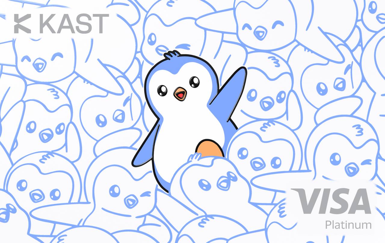 KAST x Visa Platinum card featuring a Pudgy Penguin
